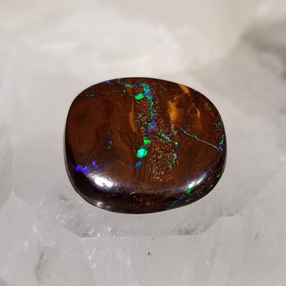 Australian Koroit Opal * sparkly boulder opal cab * 13.39 x 13.02 x 3.87mm - Picture 8 of 14
